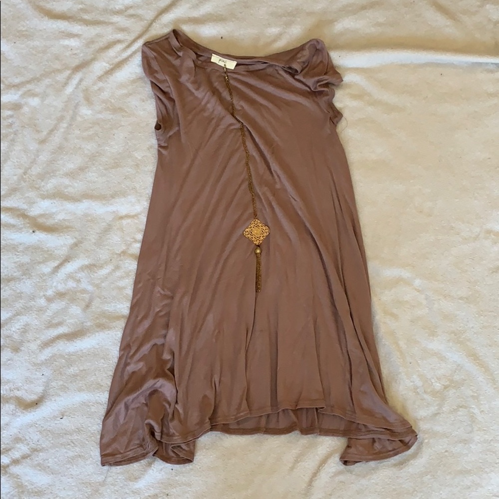 Pinc T-shirt Dress with Necklace